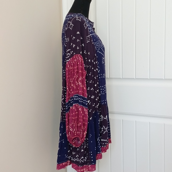 Free People Shibori Patchworkk Tunic Dress Sz Small - Picture 5 of 6